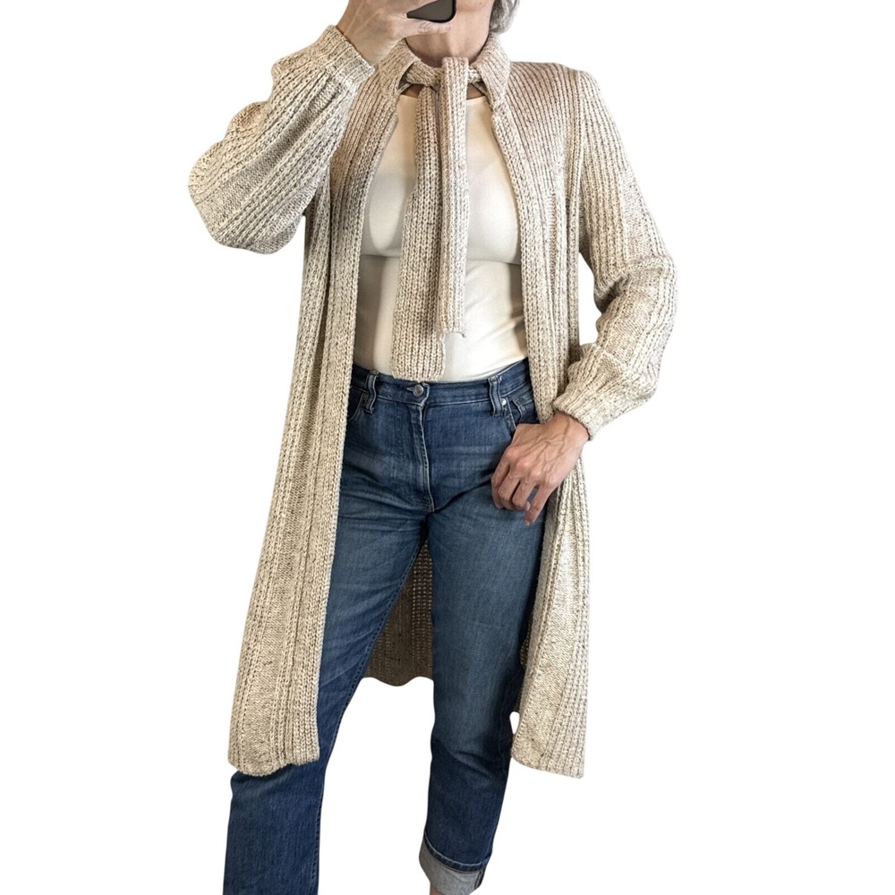 Express Vintage Womens Chunky Ribbed Knit Duster Cardigan Sweater Jacket Size M